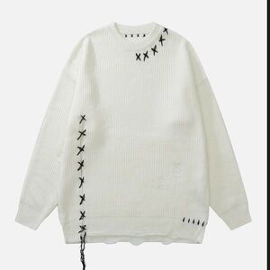 AELFRIC EDEN UNISEX CONTRAST COLOR SEAM OVERSIZED KNIT SWEATER | Size Small